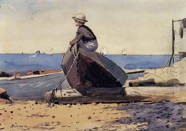 Waiting for Dad Oil Painting by Winslow Homer