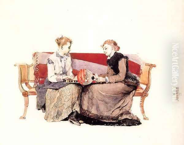 Backgammon Oil Painting by Winslow Homer