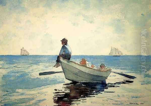 Boys in a Dory I Oil Painting by Winslow Homer