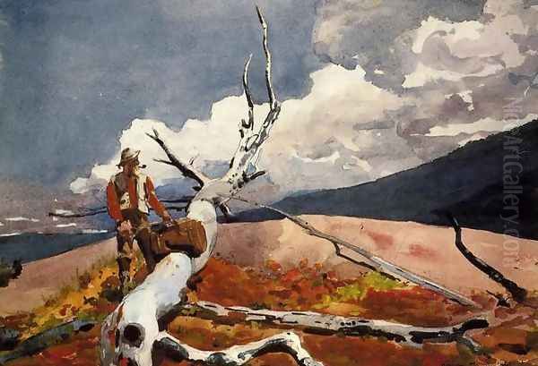 Woodsman and Fallen Tree Oil Painting by Winslow Homer