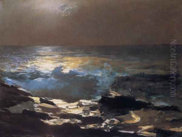 Moonlight, Wood Island Light Oil Painting by Winslow Homer