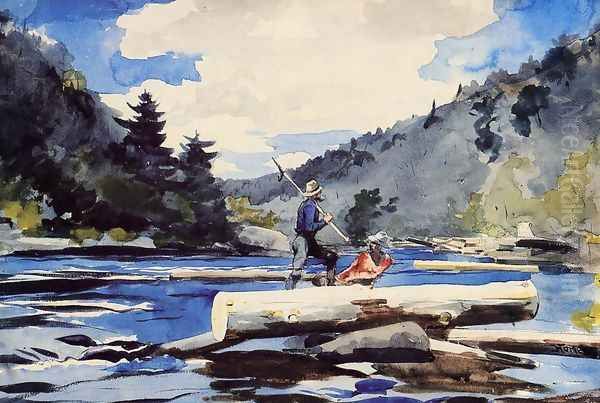 Hudson River, Logging Oil Painting by Winslow Homer