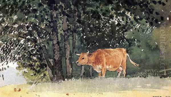 Cow in Pasture Oil Painting by Winslow Homer