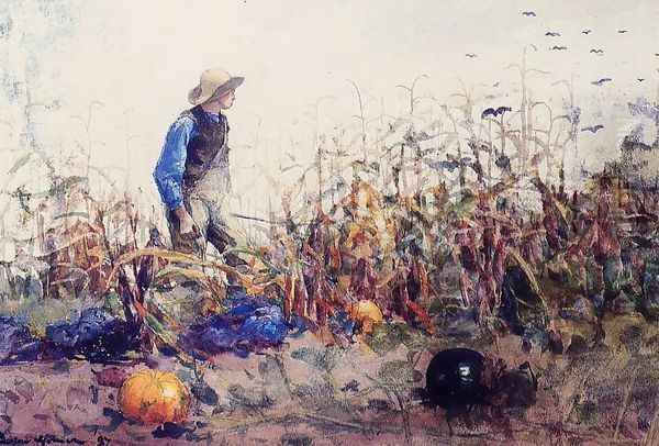 Among the Vegetables (or Boy in a Cornfield) Oil Painting by Winslow Homer