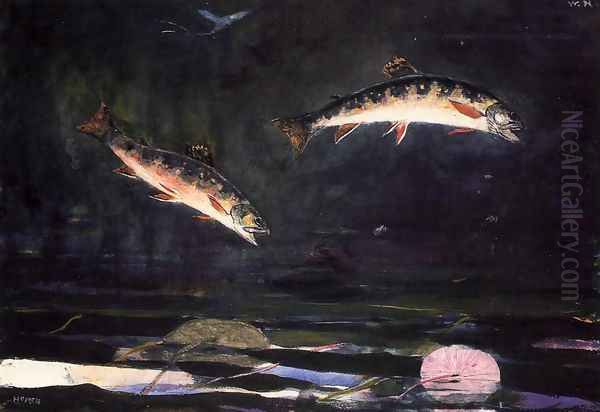 Leaping Trout Oil Painting by Winslow Homer