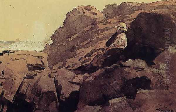 Boy on the Rocks Oil Painting by Winslow Homer