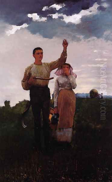 Answering the Horn (or The Home Signal) Oil Painting by Winslow Homer