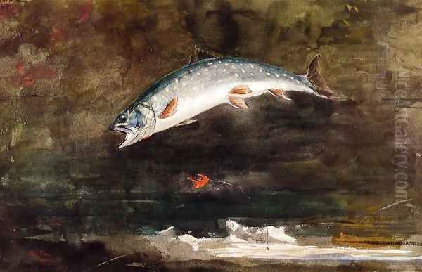 Jumping Trout Oil Painting by Winslow Homer