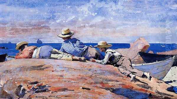 Three Boys on the Shore Oil Painting by Winslow Homer