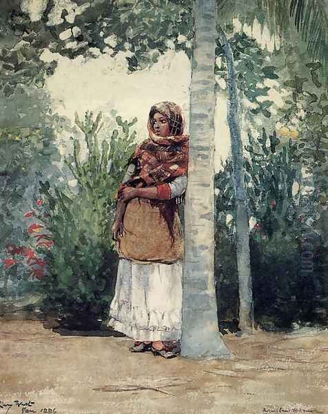 Under a Palm Tree Oil Painting by Winslow Homer