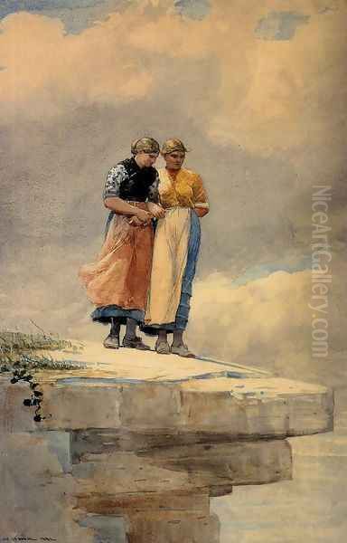 Looking over the Cliff Oil Painting by Winslow Homer