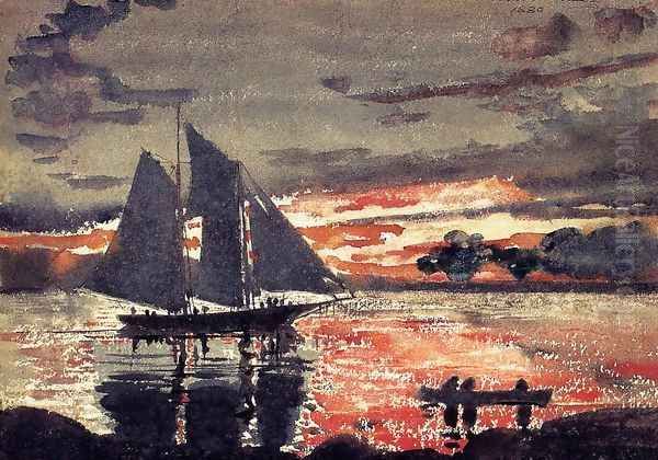 Sunset Fires Oil Painting by Winslow Homer