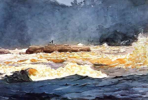 Fishing the Rapids, Saguenay Oil Painting by Winslow Homer