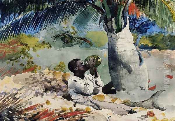 Under the Coco Palm Oil Painting by Winslow Homer