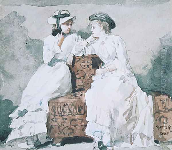 Two Ladies Oil Painting by Winslow Homer