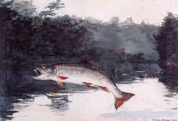 Leaping Trout I Oil Painting by Winslow Homer