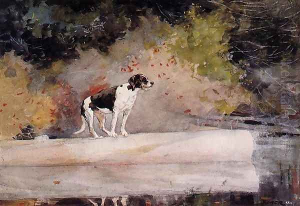 Dog on a Log Oil Painting by Winslow Homer