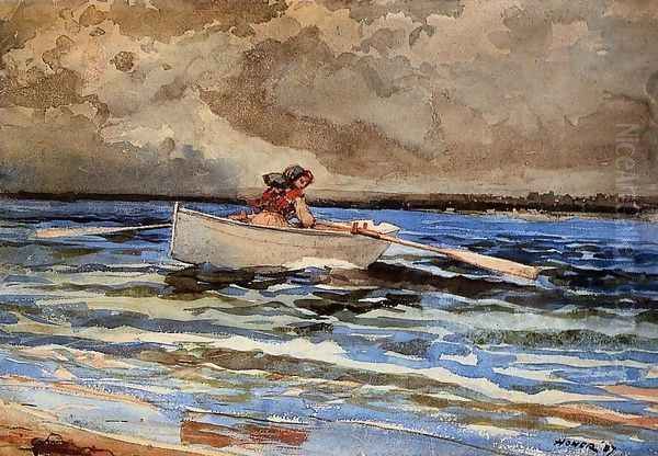 Rowing at Prout's Neck Oil Painting by Winslow Homer