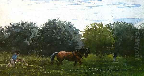 Horse and Plowman, Houghton Farm Oil Painting by Winslow Homer