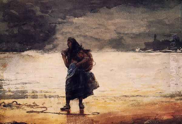 Fisherwoman Oil Painting by Winslow Homer