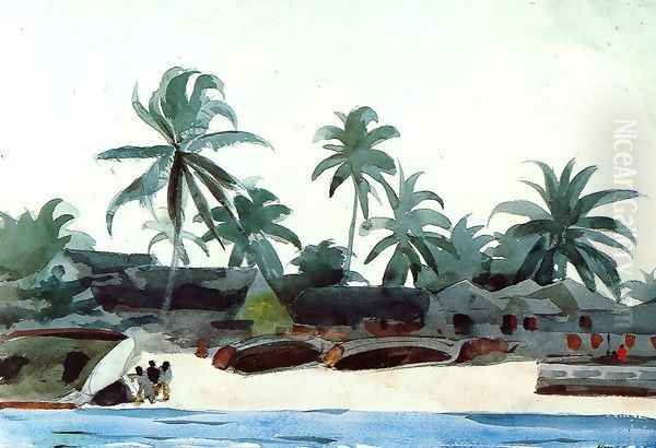 Negro Cabins and Palms Oil Painting by Winslow Homer