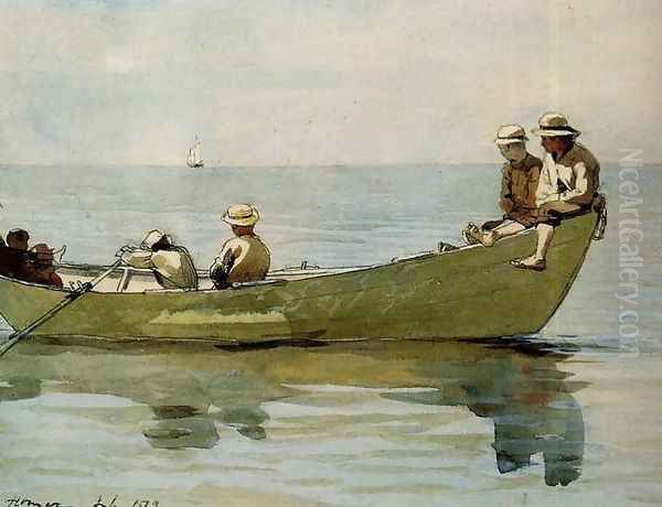 Seven Boys in a Dory Oil Painting by Winslow Homer