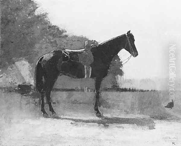 Saddle Horse in Farm Yard Oil Painting by Winslow Homer