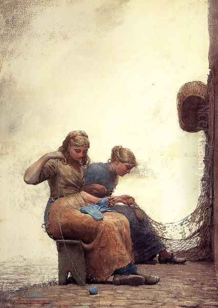 Mending the Nets Oil Painting by Winslow Homer