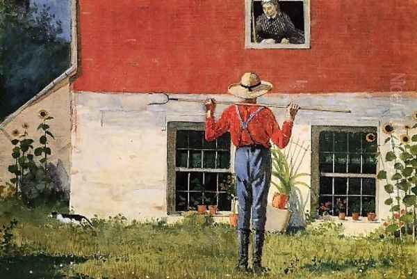 Rustic Courtship Oil Painting by Winslow Homer