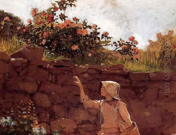 Girl in a Garden Oil Painting by Winslow Homer