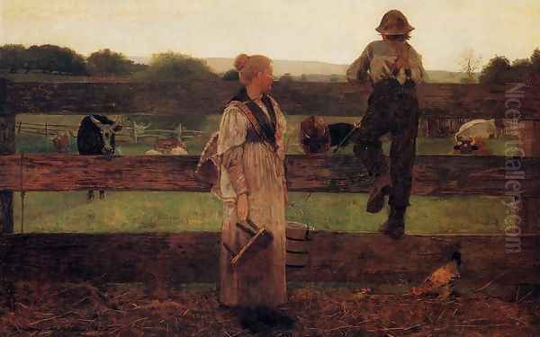 Milking Time Oil Painting by Winslow Homer