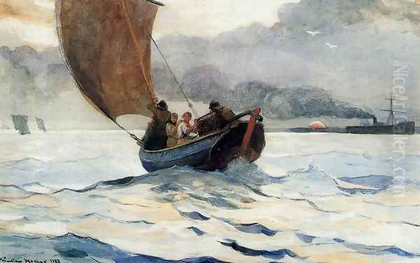 Returning Fishing Boats Oil Painting by Winslow Homer