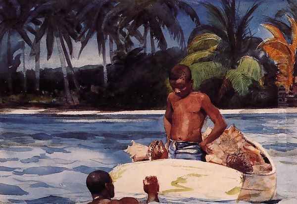 West India Divers Oil Painting by Winslow Homer