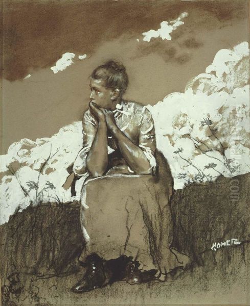 Girl Seated Oil Painting by Winslow Homer