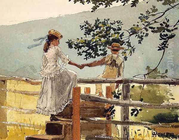 On the Stile Oil Painting by Winslow Homer