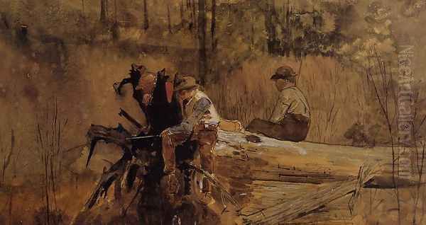 Waiting for a Bite I Oil Painting by Winslow Homer