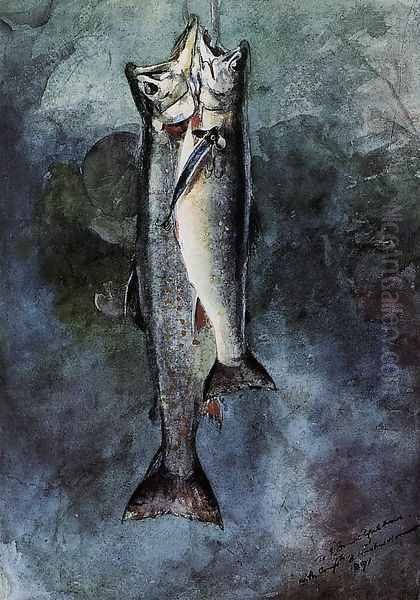 Two Trout I Oil Painting by Winslow Homer