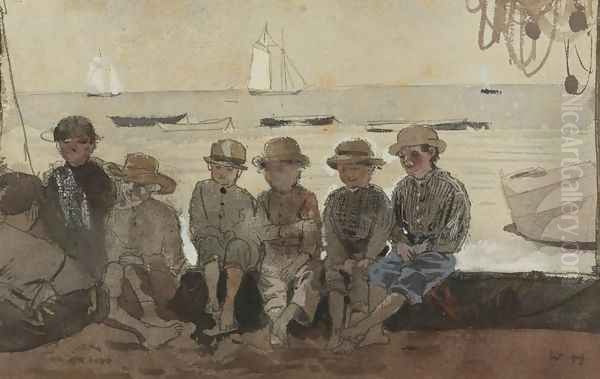 Boys on a Dock (Boys Sitting on a Wharf) Oil Painting by Winslow Homer