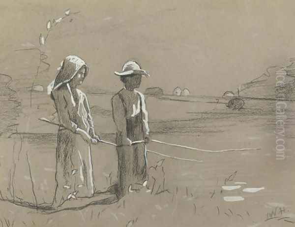 Fishing in the Pond Oil Painting by Winslow Homer