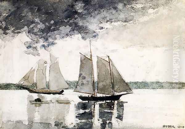 Two Schooners Oil Painting by Winslow Homer