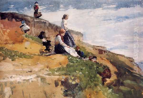 On the Cliff Oil Painting by Winslow Homer