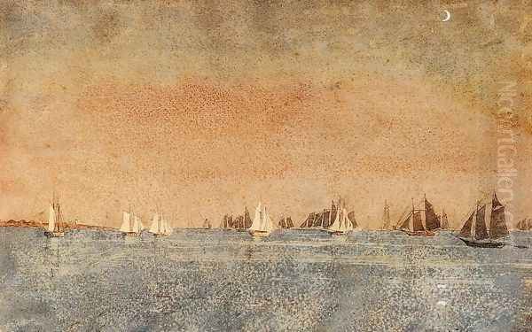 Gloucester Harbor, Fishing Fleet Oil Painting by Winslow Homer