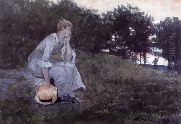 Waiting Oil Painting by Winslow Homer