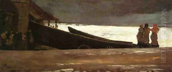 Watching a Storm on the English Coast Oil Painting by Winslow Homer