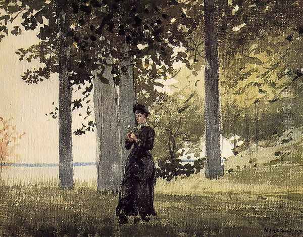 Woman with a Flower Oil Painting by Winslow Homer