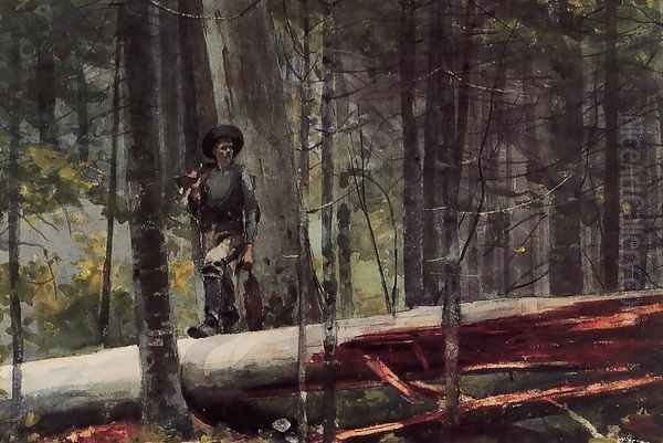 Hunter in the Adirondacks Oil Painting by Winslow Homer