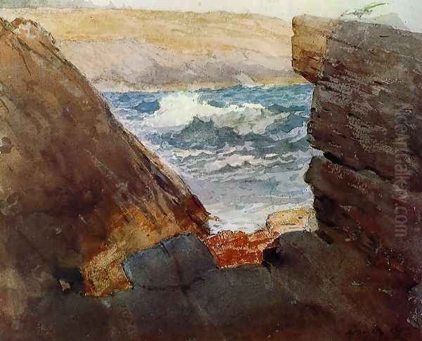 Through the Rocks Oil Painting by Winslow Homer