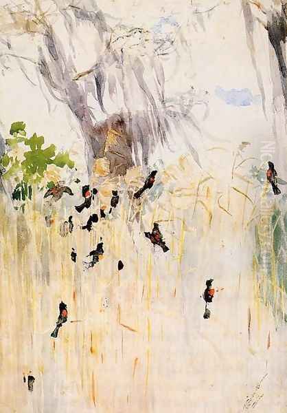 Redwing Blackbirds Oil Painting by Winslow Homer