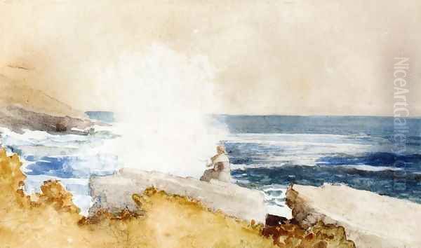 Watching the Surf Oil Painting by Winslow Homer