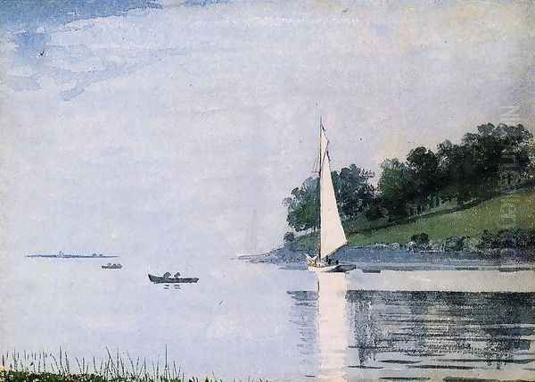 Yacht in a Cove Oil Painting by Winslow Homer